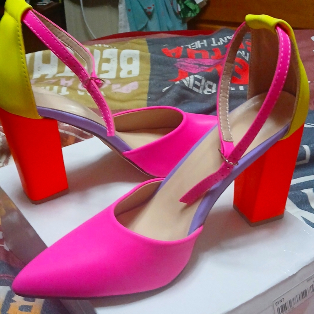 Multi color block heels size 9mm-40, 4inch heels